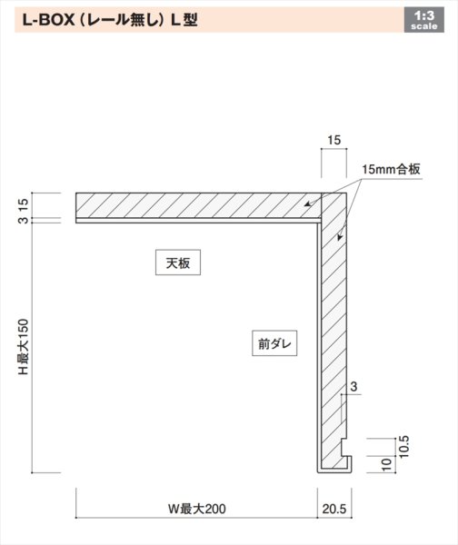 ロールスクリーンボックス L型